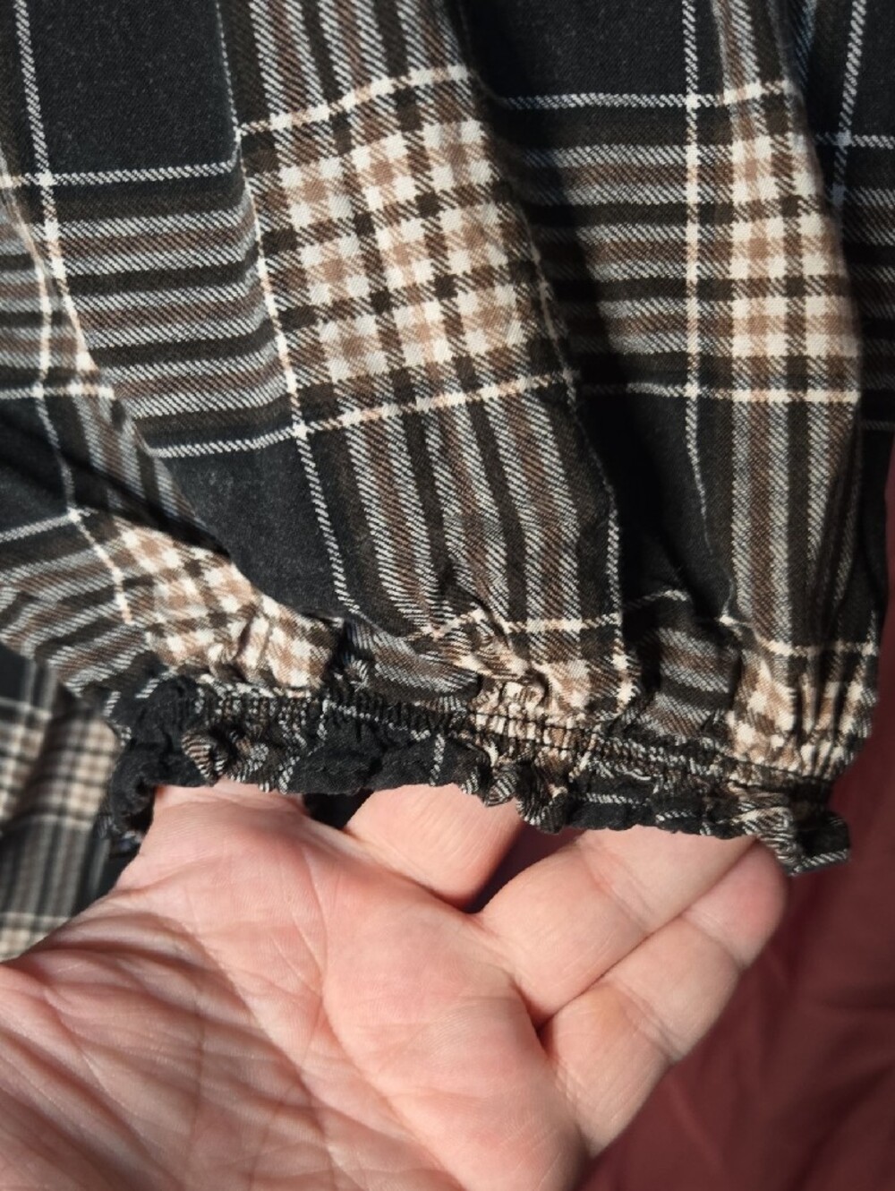 torrid Black and Cream Plaid Midi Dress with Puff Sleeves - Picture 5 of 5
